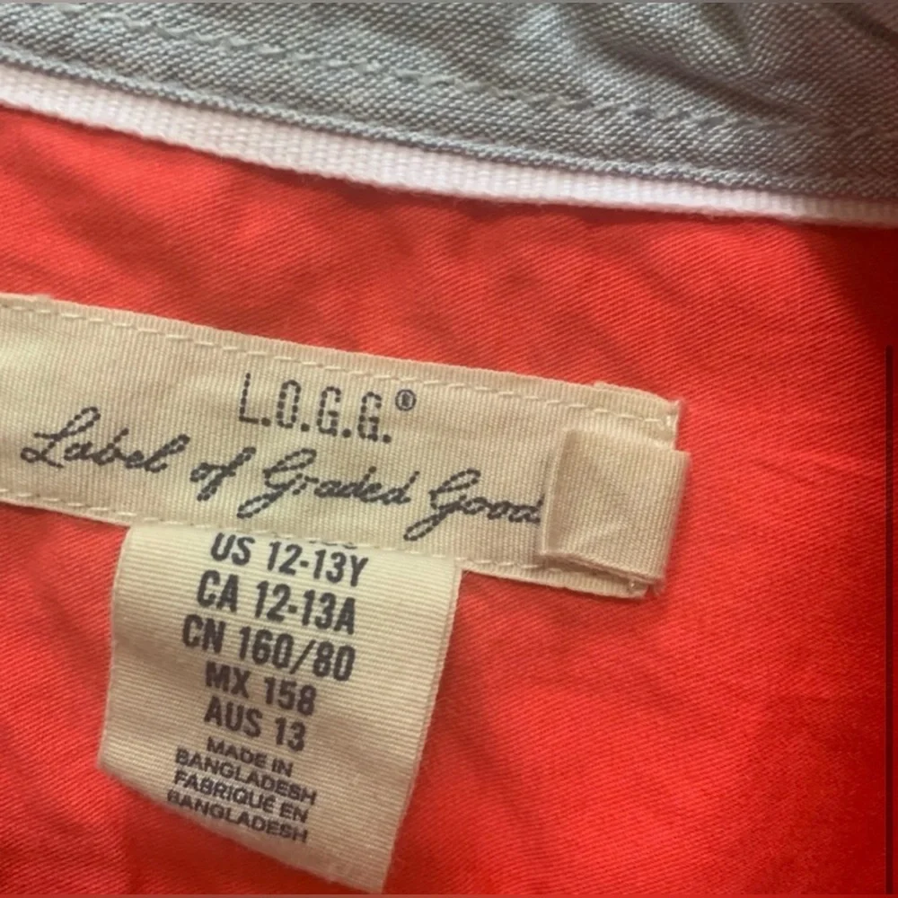 H&M LOGG Boys Red Button Down Shirt Long Sleeve Size 11-12
